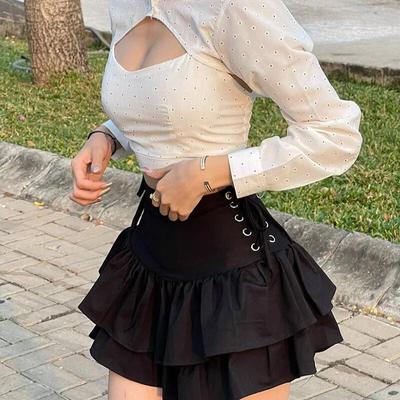 AltGoth Streetwear Mall Goth Φούστα Γυναικεία Harajuku Y2k E-girl Ψηλόμεση Μίνι Φούστα με Επιδέσμους Σκοτεινή Γοτθική Πανκ Emo Εναλλακτική Club Wear