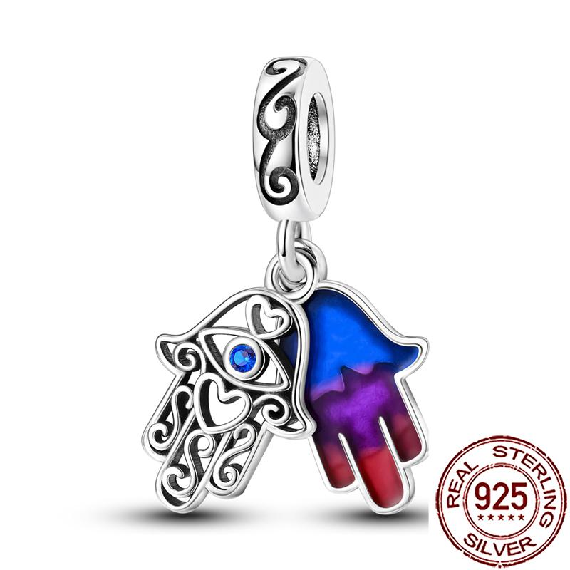 Charms Copper Hamsa Hand All-Seeing Eye Horus Fatima Protection Beads Fit Bracelet Necklace Women Diy Jewelry