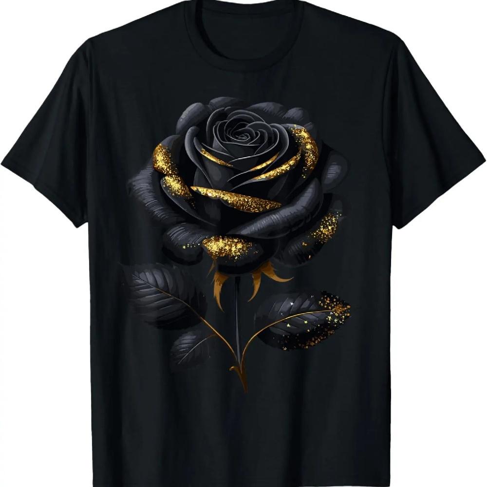 

Black Rose with Golden Sparkes T-Shirt XXXL