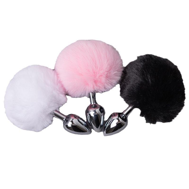 Soft Rabbit Tail Metal Anal Plugs Fox Cat Dog Tail Out Anal Plugs Female Rear Anal Adult Erotic Products