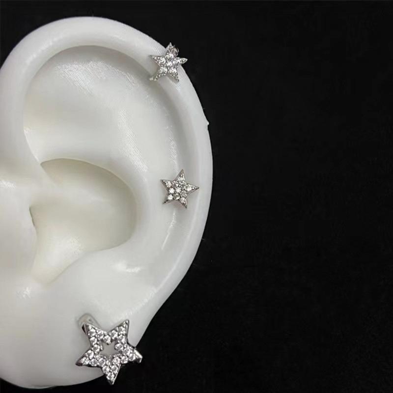 Personality Rhinestones Stud Earrings For Women Men Punk Star Earring Sliver Piercing Ear Studs Couples Fashion Jewelry