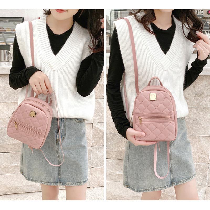 Backpack Women Leisure Pu Small Girls Rucksacks Leisure Zipper Shoulder Bag Knapsack Women Mini School Backpack Traveling Bag
