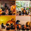 Country Halloween Black Cat Wooden Crafts, Farmhouse Fall Party Table Center Ornament