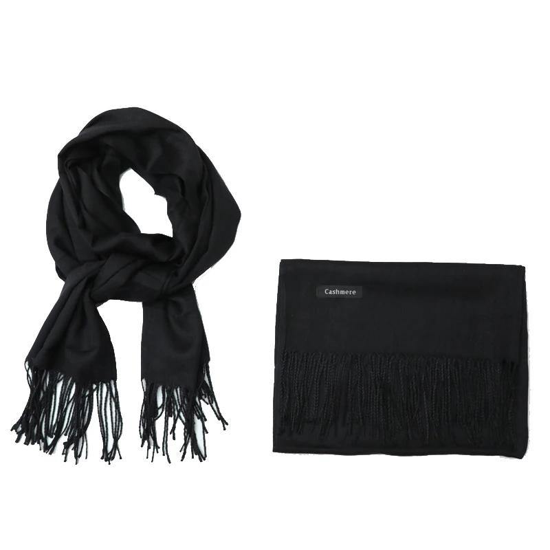 

Winter Cashmere Women Scarf Female Scarves Lady Tassel Bandana Women Solid Shawl Wraps Foulard Tippet Pashmina
