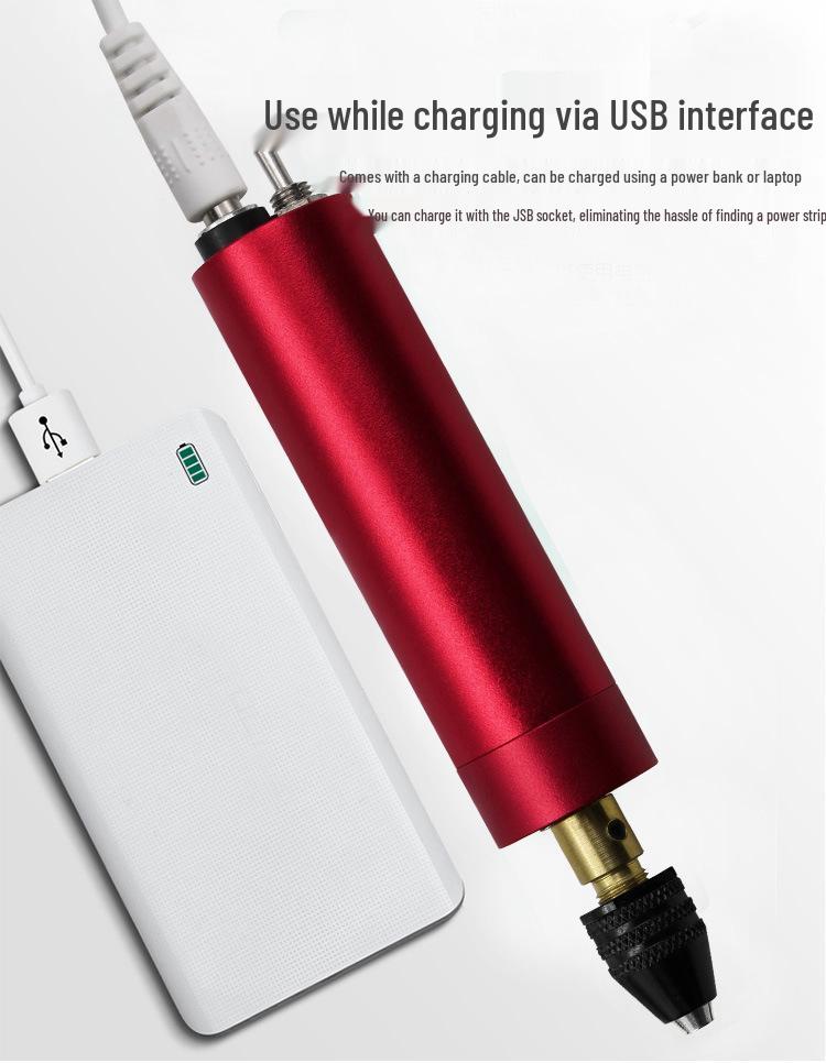 Red Electric USB Mini Hand Drill & Engraving Pen