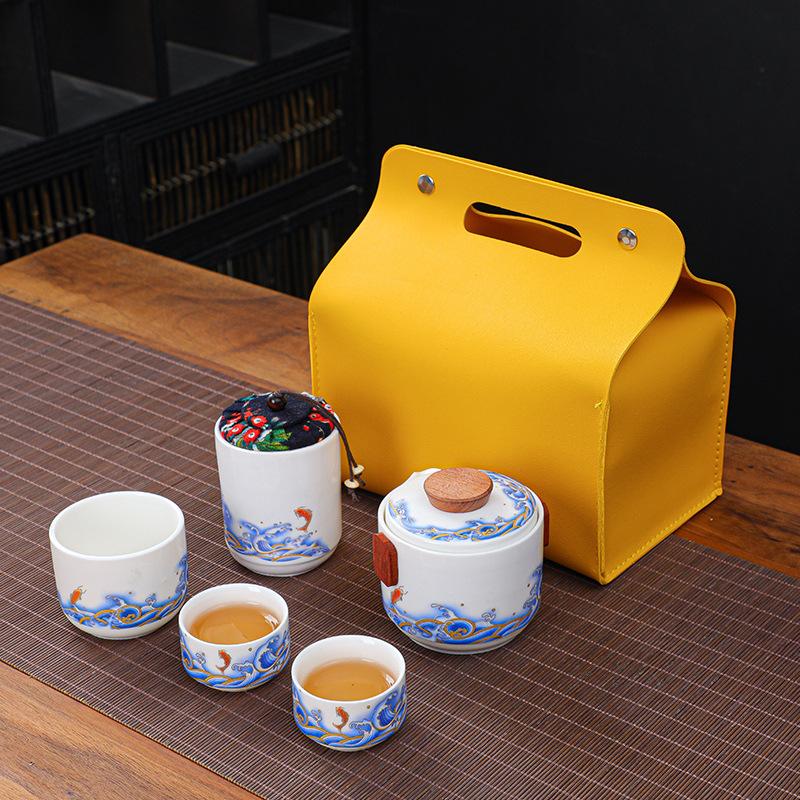 Year of the Rabbit Outdoor Travel Kung Fu Tea Set Creative Ceramic Kuaike Complete Set Company Business Event Gifts