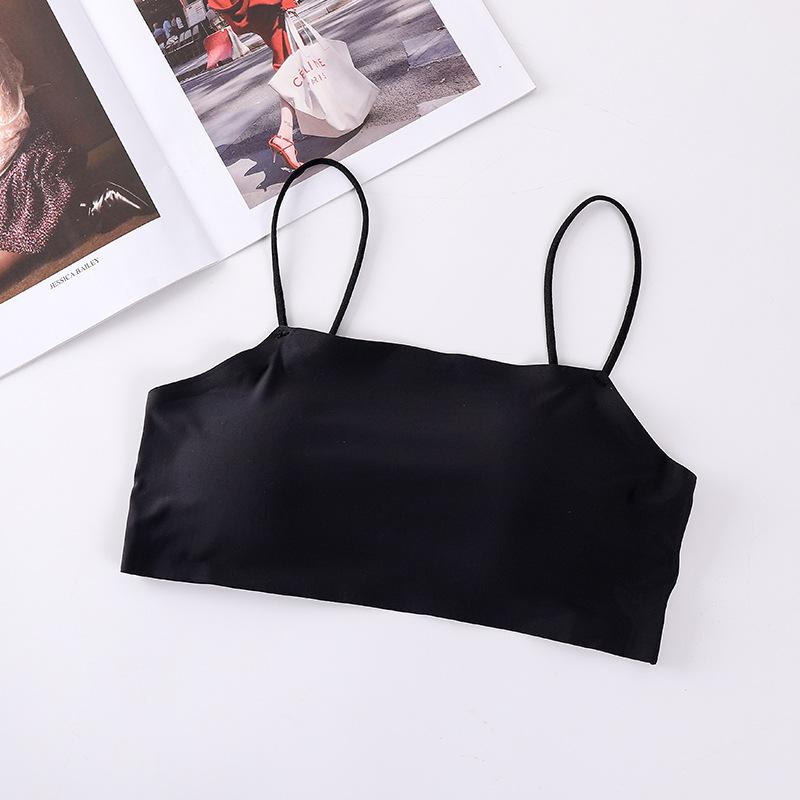 

Женская бесшовная сорочка из ледяного шелка: Защита от засветов, Съемный нагрудный вкладыш, Красивая спина, Бретели-спагетти, Внутренний слой-бандо One Size чёрный