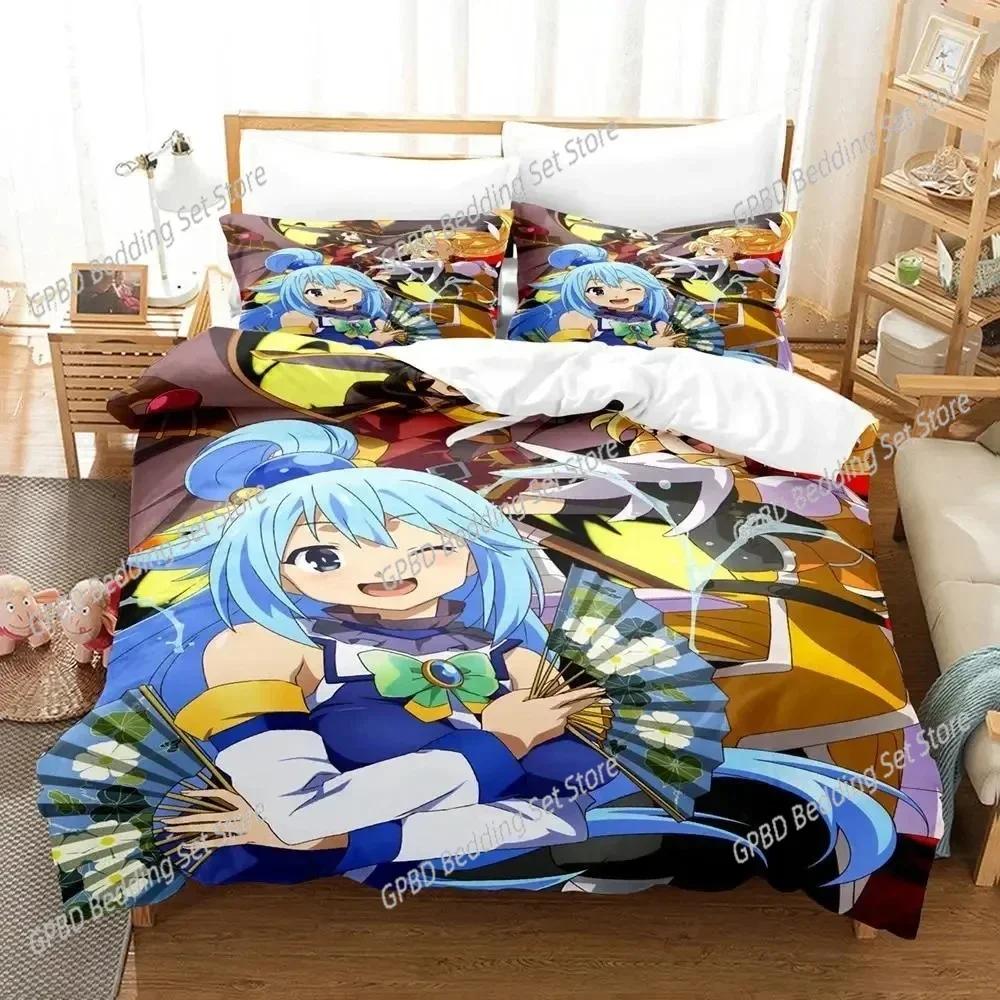 New 3D Print Anime KonoSuba Bedding Set Single Twin Double Queen King Cal King Size Bed Linen Set