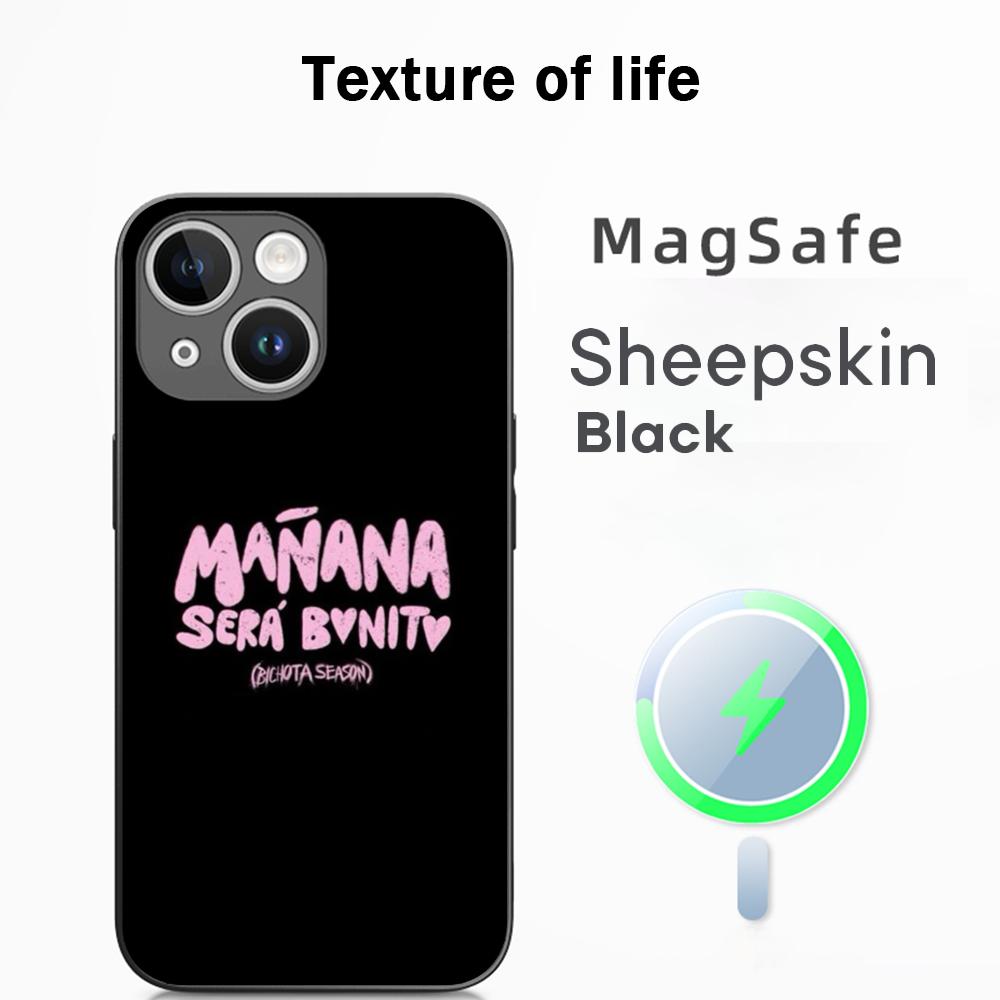 Cute pink Manana poster pattern design Phone Case For iPhone 17 16 15 14 13 12 Plus Pro Max  High-end Luxury Magsafe Sheepskin