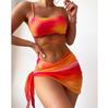 Tie-dye Bikini Swimsuit Women's Three-piece Mesh Skirt Split Bikini Swimsuit