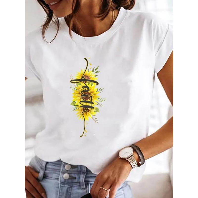 Short Sleeve Crew Neck Relax Print T-Shirt, Casual Women's Clothing for Spring & Summer