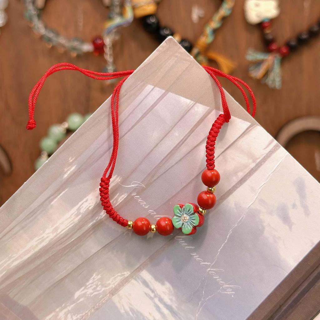 New Year Wealth God Adjustable Red Rope Bracelet - Chinese Style Student Hand Ornament