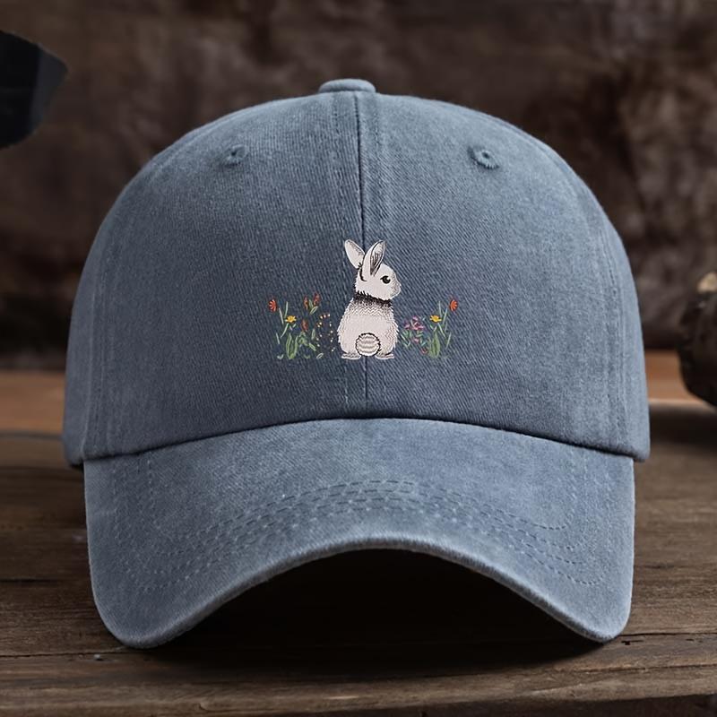 Baseball cap cute rabbit floral print lightweight textile fabric for daily and formal occasions outdoor leisure