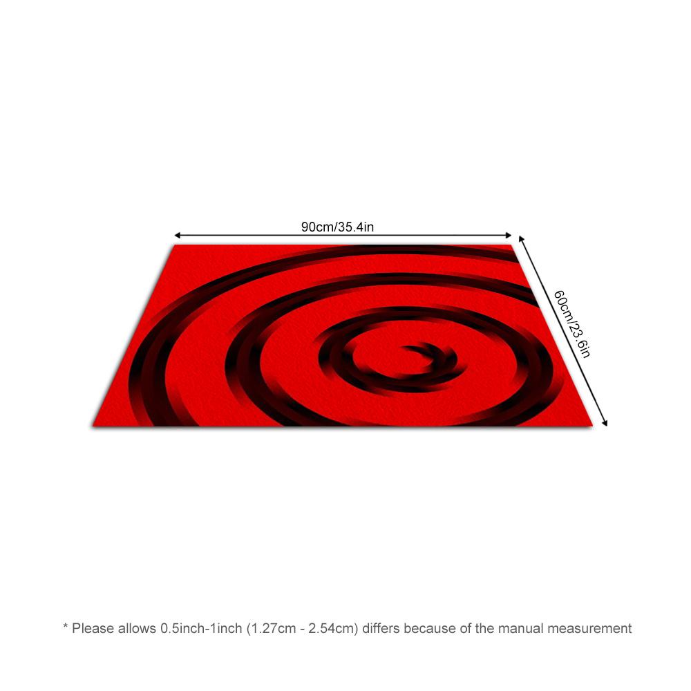 Tuniu Red Black Geometric Round Area Rug Non-Slip Floor Mat for Living Room Bedroom Kitchen Decor