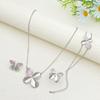 Flora Romantic Sparkling Four Leaf Clover Zircon Set Copper Women's Jewelry Anniversary Dating Earrings Necklace Ring Bracelet