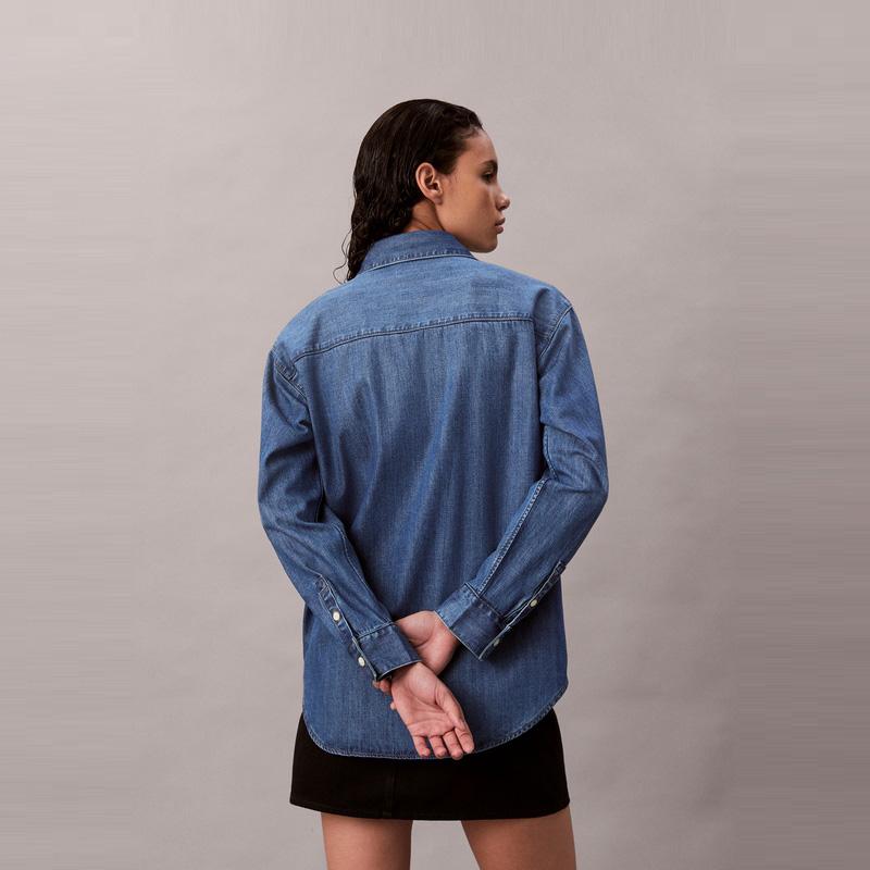 Calvin Klein Vintage Casual Commuter Loose Cotton Denim Shirt Women shirts 47D758G