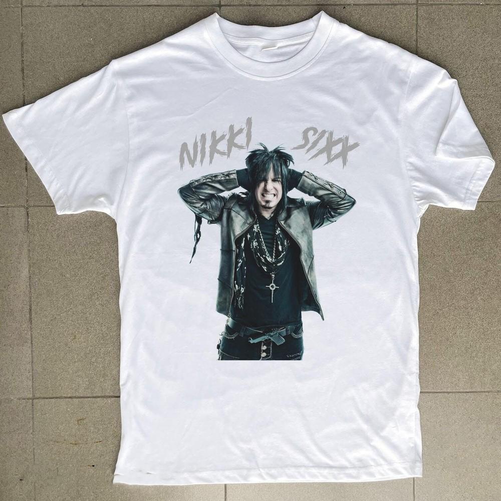 Новая популярная футболка Nikki Sixx Белая с подписью Nikki Sixx Все размеры NG2870 Унисекс XXXXL