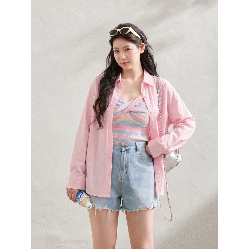 Zhang Ren Fat Sister mm Rainbow Denim Shorts Sling
