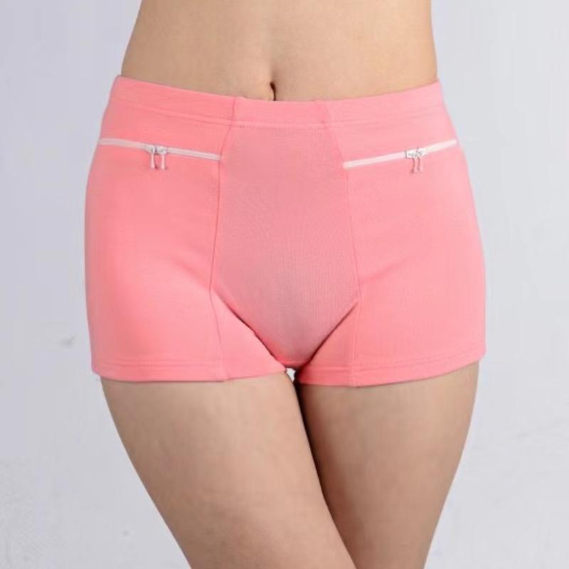 

Женские хлопковые трусы, трусы с высокой талией, карманы, нижнее белье на молнии, трусы больших размеров, простые защитные шорты для пожилых женщин, брюки, шорты-бикини 4XL