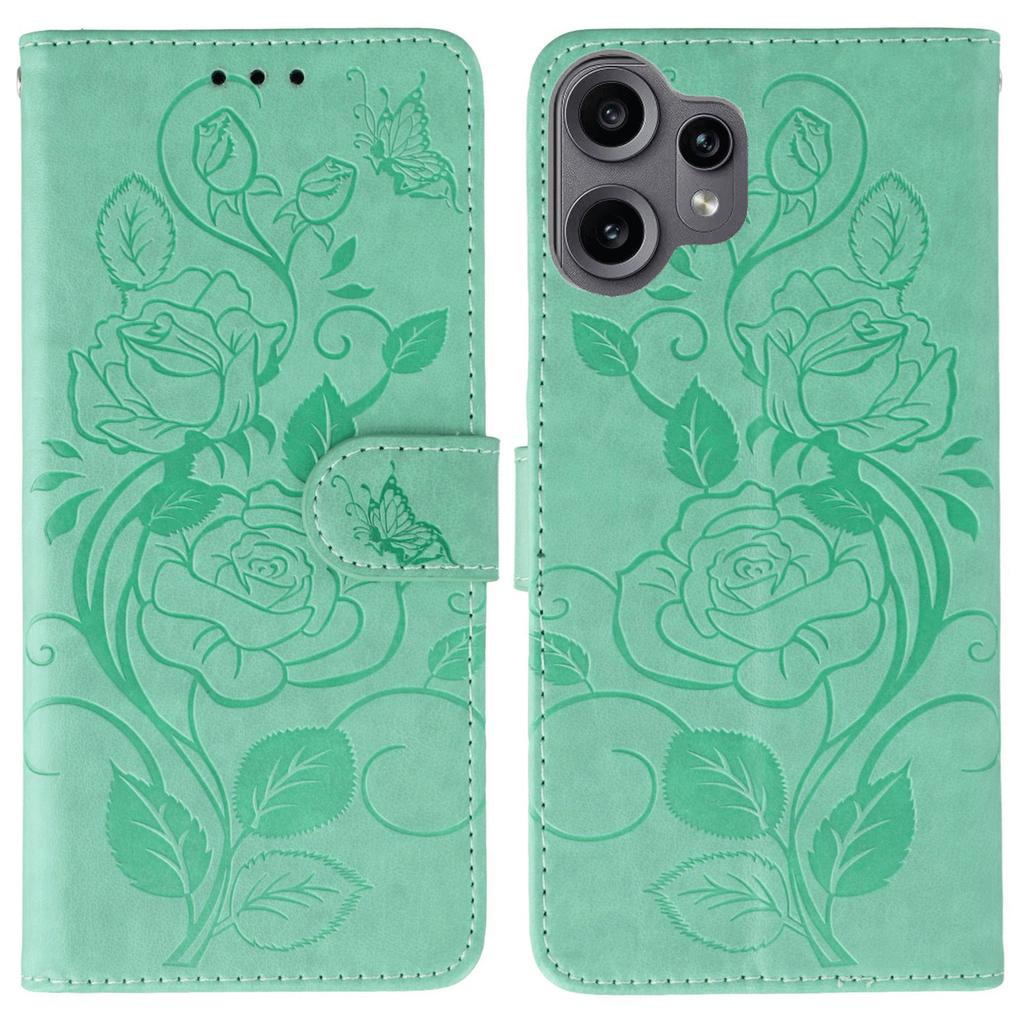 For CMF Phone 2 Pro Case Wallet Stand Imprinted Rose Butterfly PU Leather Phone Cover