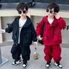 Boys' Red Autumn Casual Sports Suit 2025: Fashionable and Handsome Baby Two-Piece Set