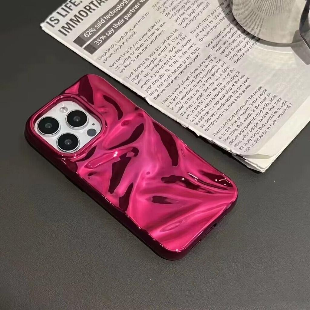 Fashion Plating Glossy Laser Wrinkle Sparkle Case For iPhone 16 15 14 13 12 11 Pro Max Plus Meteorite Texture Bumper Cover Funda