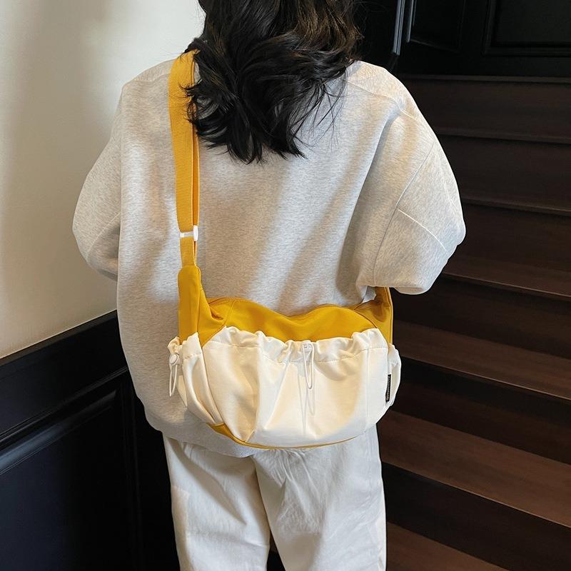 Large-capacity contrasting color casual cloth bag women's new summer niche shoulder bag crossbody dumpling bag