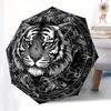 Wild Tiger Mandala: Unique Circular Art Print for WallsUmbrella, Portable 3-Fold Compact Umbrella for Men & Women Gift