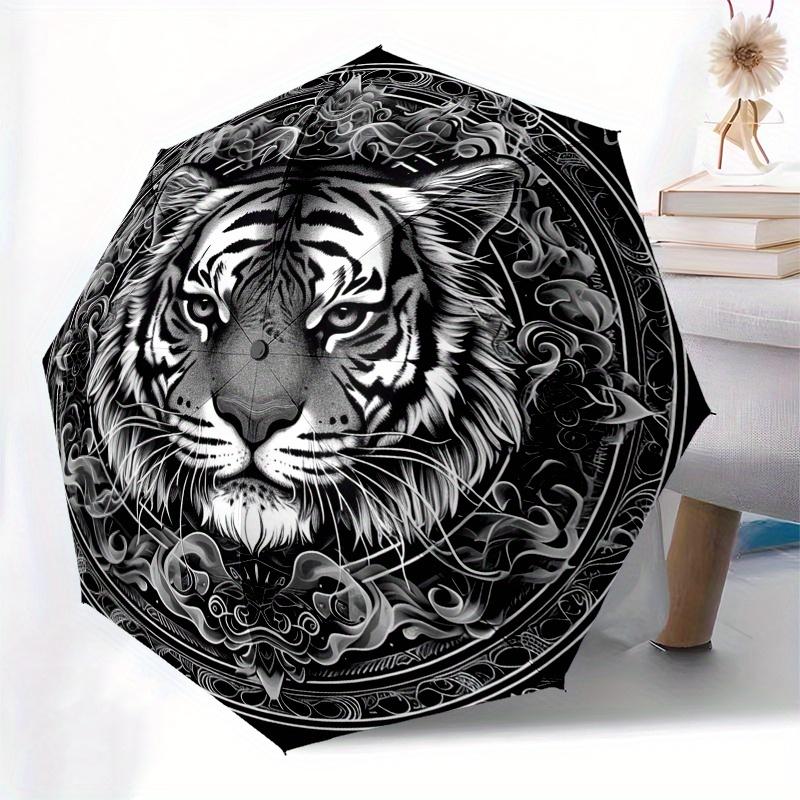 Wild Tiger Mandala: Unique Circular Art Print for WallsUmbrella, Portable 3-Fold Compact Umbrella for Men & Women Gift