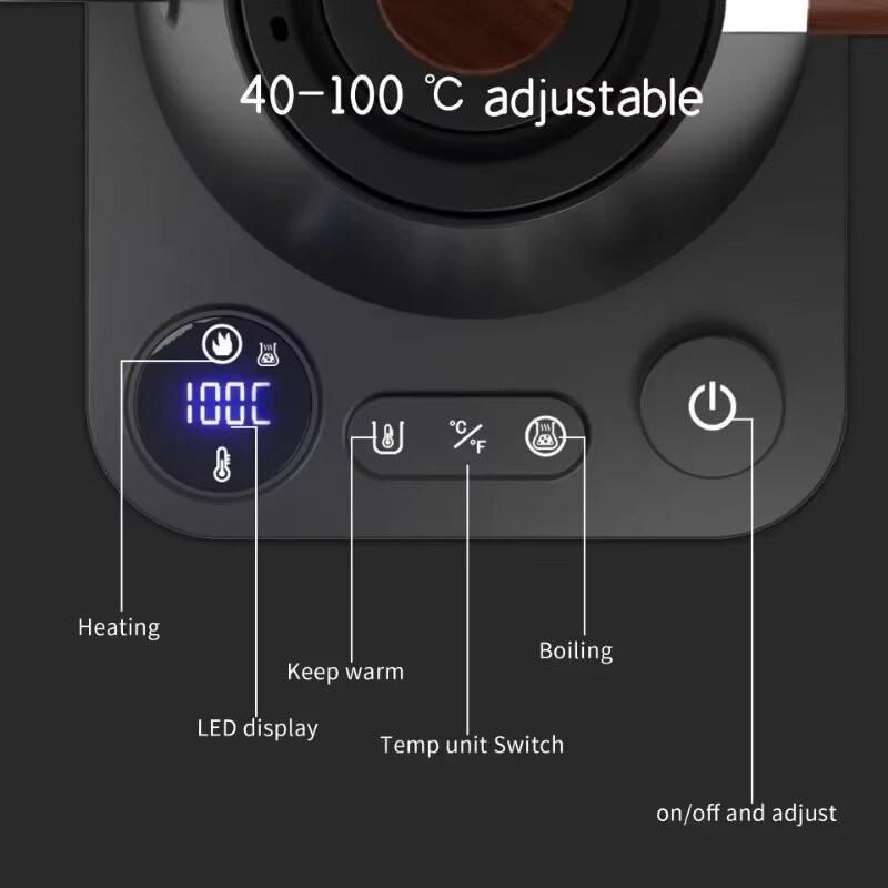 900ML Large Capacity Gooseneck Electric Kettle 1200W Water Boiler NTC Temperature Control LCD Display Boiling Tea Kettle