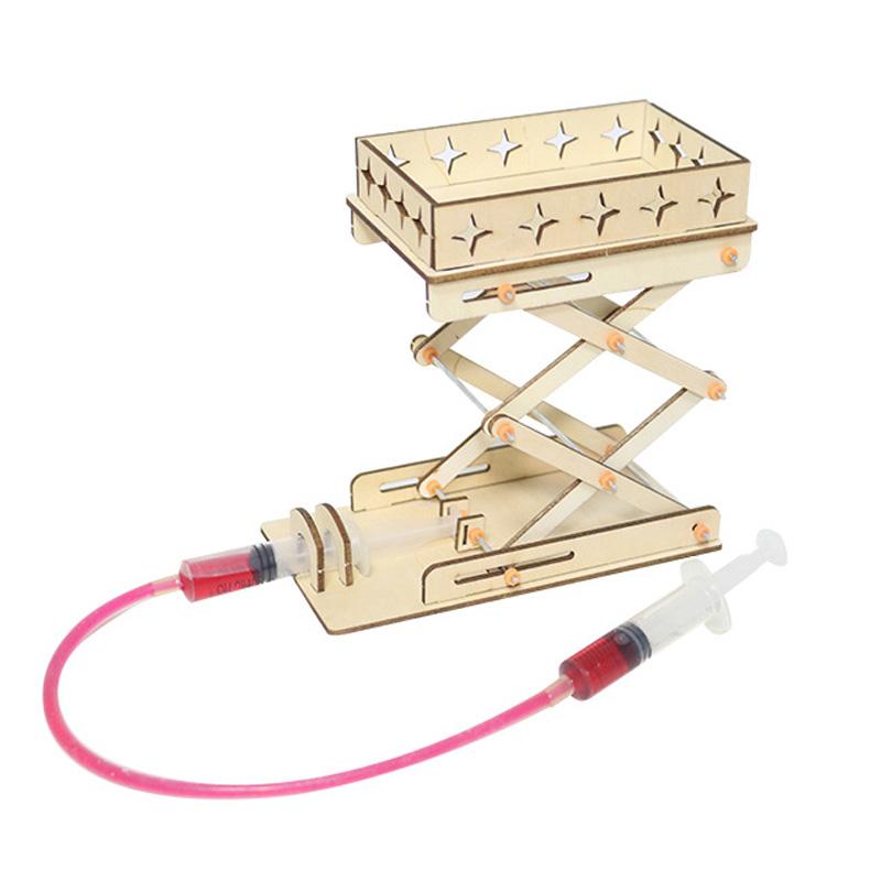 DIY Hydraulic Lift Table Model Kit Electric Wooden Science Experiments Toys for Children Educational Handmade Assemble Toys