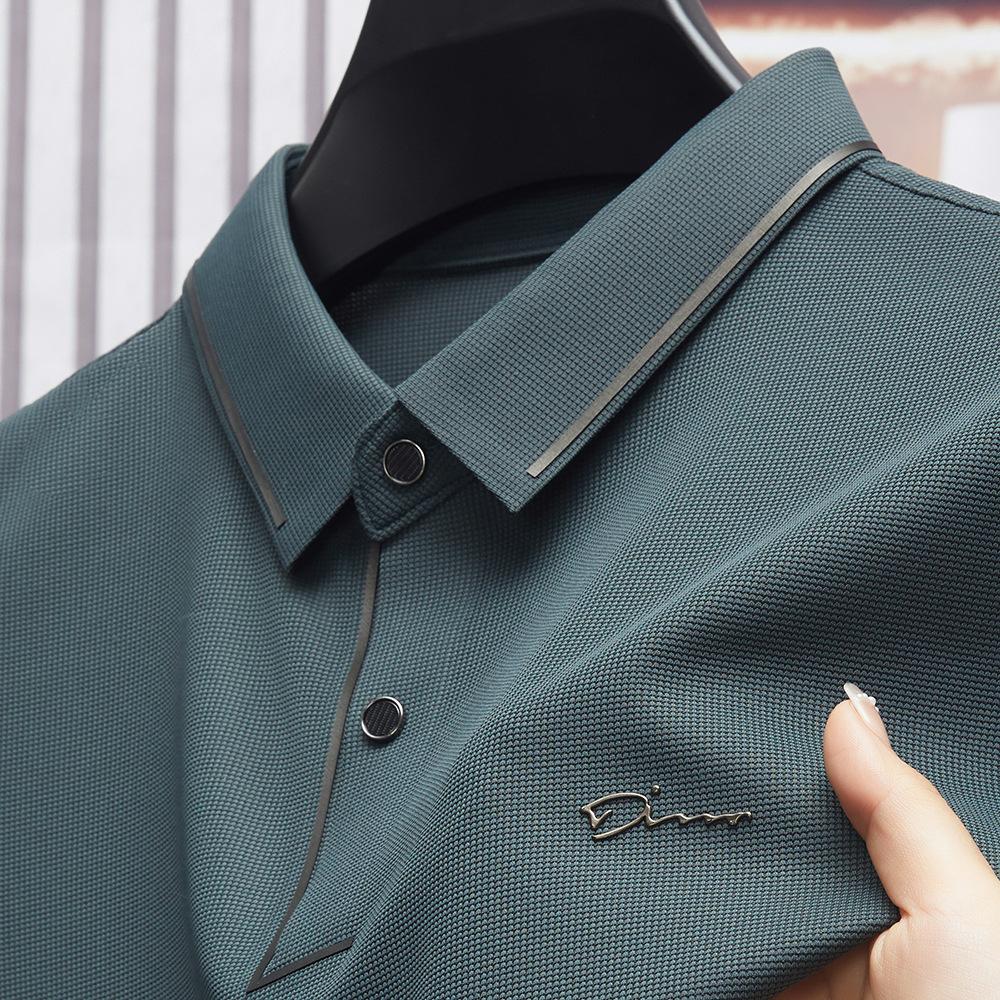 Summer Short Sleeved Advanced Printed POLO Shirt Summer Korean Version Men's Lapel T-shirts Summer Thin Anti-wrinkle Non-scalding Seamless T-shirt