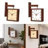 Holz Quadratische Uhr, Modern Kreatives Design Tickenlos Doppelseitige Uhr, Wanduhr für Hotel