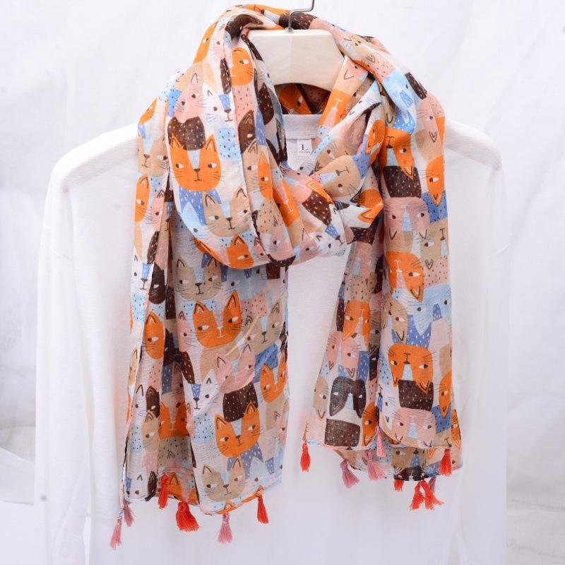 Ethnic Style Blue and White Porcelain Cotton and Linen Scarf, Women's Artistic Shawl, Travel Sunscreen Scarf, Office Shawl
