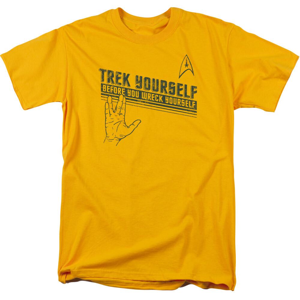 Star Trek Trek Yourself T Shirt Licensed Sci-Fi TV Classic Adult Tee New Gold L