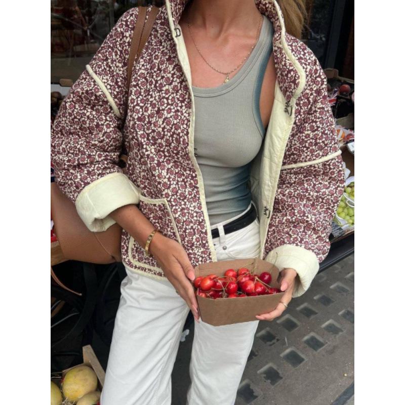 Giacca Cappotto da Donna Stampata in Cotone Autunno/Inverno 2025, Monocolore, Taglia Unica