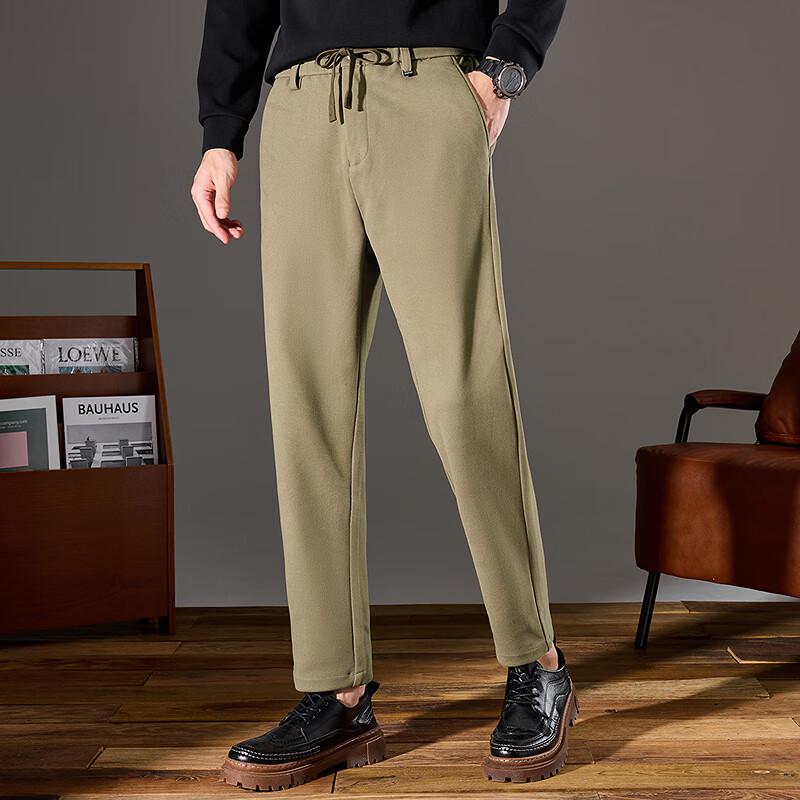 FAPAI Men's Straight-Leg Drawstring Waist Casual Pants