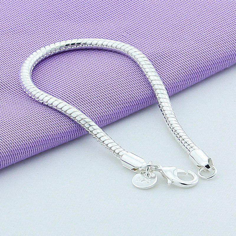 3mm Silver-Plated Snake Chain Bracelet - Trendy European & American Jewelry