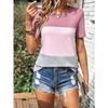 Modisches Damen Rundhals Kurzarm 3D Gestreift Farbprint Gestreiftes Kurzarm Rundhals T-Shirt