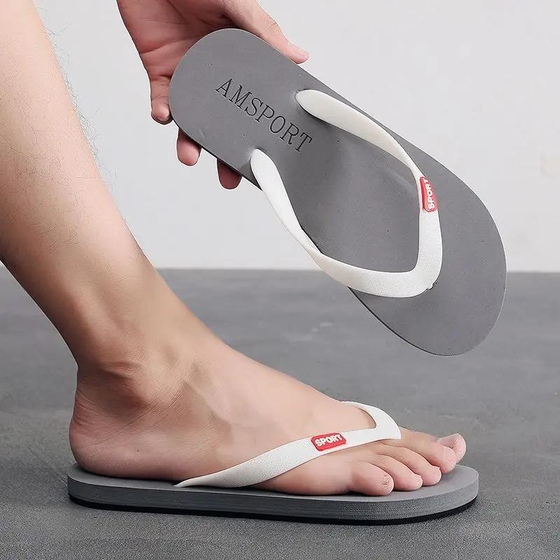 Sandals Man Slip-resistant Slippers for Men Flip Flops Summer Shiatsu Shoes Designer Luxury With Korean Style Cheap Liquidation