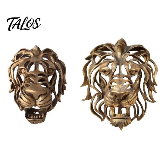 Wall Sculpture for Living Room Lion Sculpture, Resin Retro Bronze Decorative Art, 3D Animal Head Modern Artistic Accents Figurine, Hollow Hanging