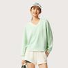 Li-Ning Comfortable Casual Simple V-Neck Pullover Loose Long Sleeve Sweatshirt Women sweatshirt Ice-Green AWDV886-3