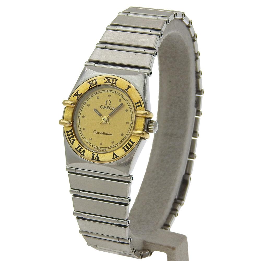Omega שעוני מיני קונסטלציה זהב חוגה זהב פלדת אל-חלד/מצופה זהב קוורץ תצוגה אנלוגית נשים משומש