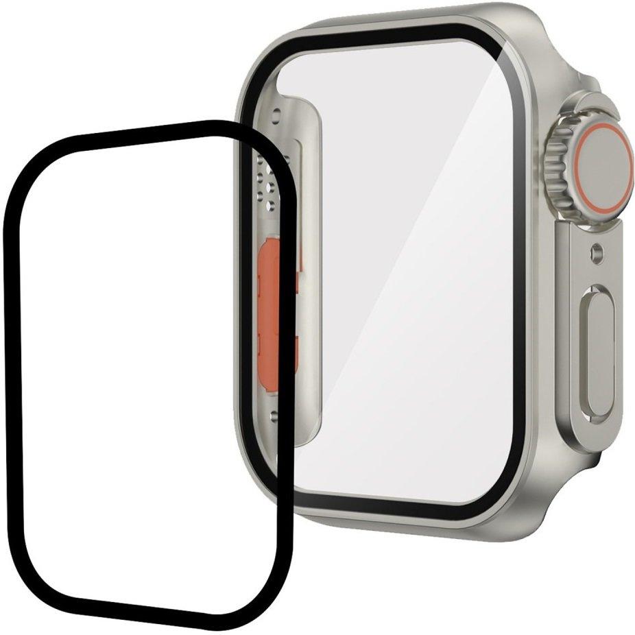 2in1 Case + Tempered Glass for Apple Watch 4/5/6/SE 40MM, Silver/Orange