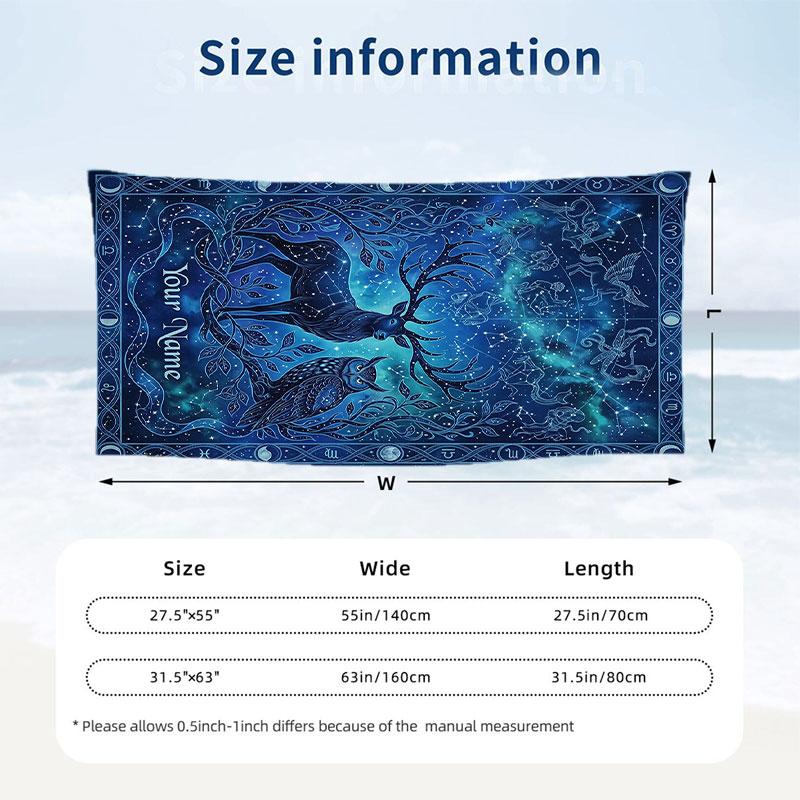 Starry Night Journey Theme Quick Dry Beach Towel Custom Name Text Print Large Sand Resistant Towel Beach Vacation