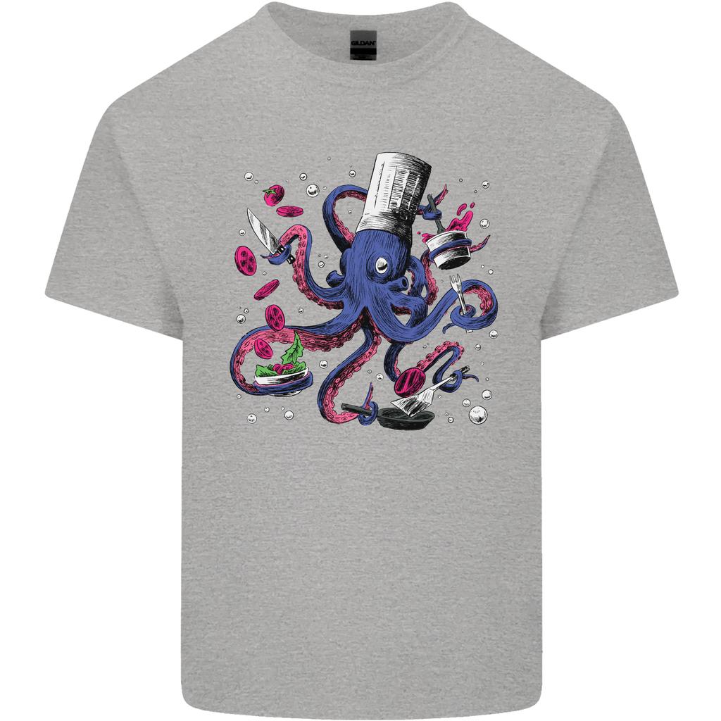 Octo Chef Funny Octopus Cook Cooking Unisexs Light Cotton TShirt