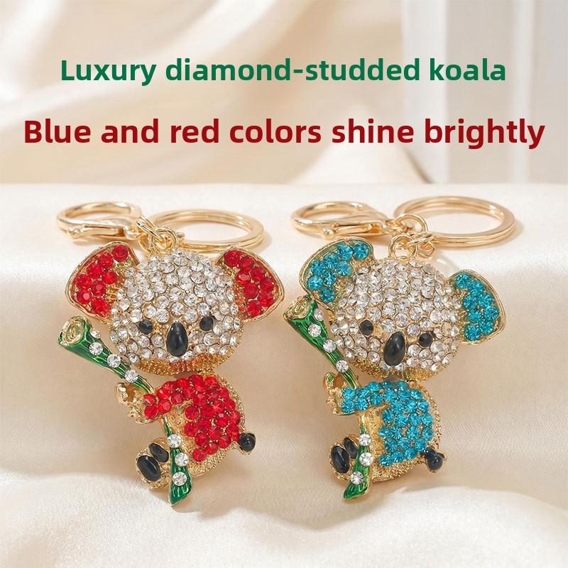 Chinese Style Bear-shaped Car Keychain, Women's Bag Hanger, Metal Keychain Ring