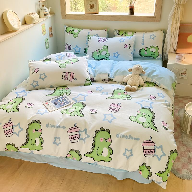 

Funny Cartoon Animals Duvet Cover Set 100% Cotton Skin-friendly Breathable Zipper Quilt Cover with 2 Pillowcases Bedding Set 200x230cm Full 3Pc