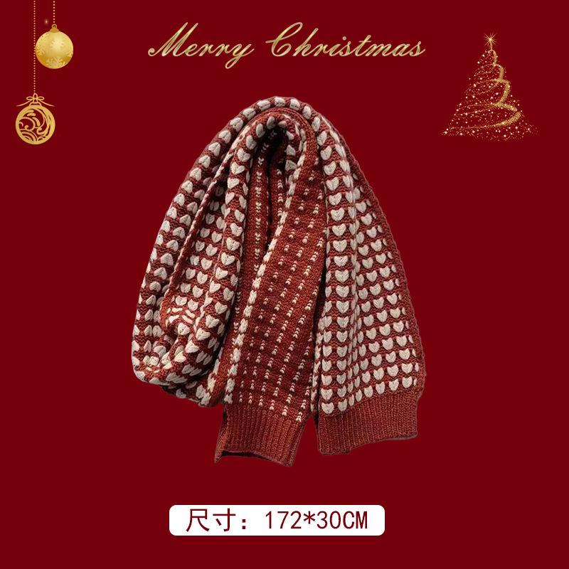 New gift Christmas red fringed plaid scarf women's winter high-end feeling warm Korean shawl thickened scarf