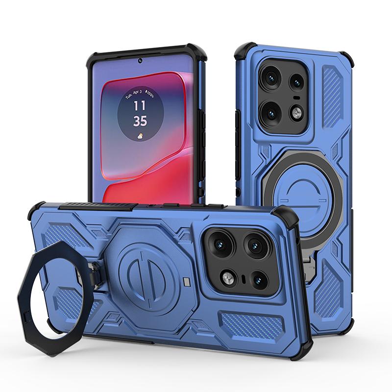 KEYSION Shockproof Magnetic Case for Motorola Edge 50 Pro 5G Upright Live Metal Ring Stand Phone Back Cover for MOTO Edge 50 5G